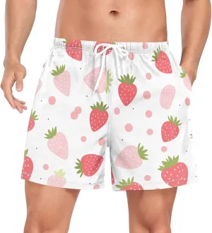 Strawberries Cartoon Mens Athletic Shorts Quick Dry Summer Beach Wear Yoga Shorts