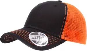 The Vintage Year Two Tone Cotton Twill Mesh Adjustable Trucker Baseball Cap