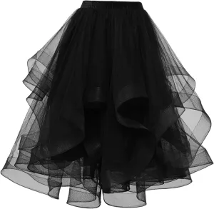 Tulle Skirts for Women Midi Long Fairy Skirt Tutu A-Line Mesh Layered High Elastic Waist Prom Wedding Skirts