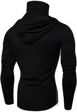 TUQIDEWU Mens Hoodies, Men's Turtleneck Mask Shirt with Hood Long Sleeve UV Sun Protection Performance Fishing Zip Up Hoodie