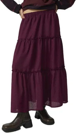 UAURORAO Women Y2k High Waist Pleated Maxi Dress Tiered A Line Flowy Ruffle Long Skirts Summer Beach Swing Skirts