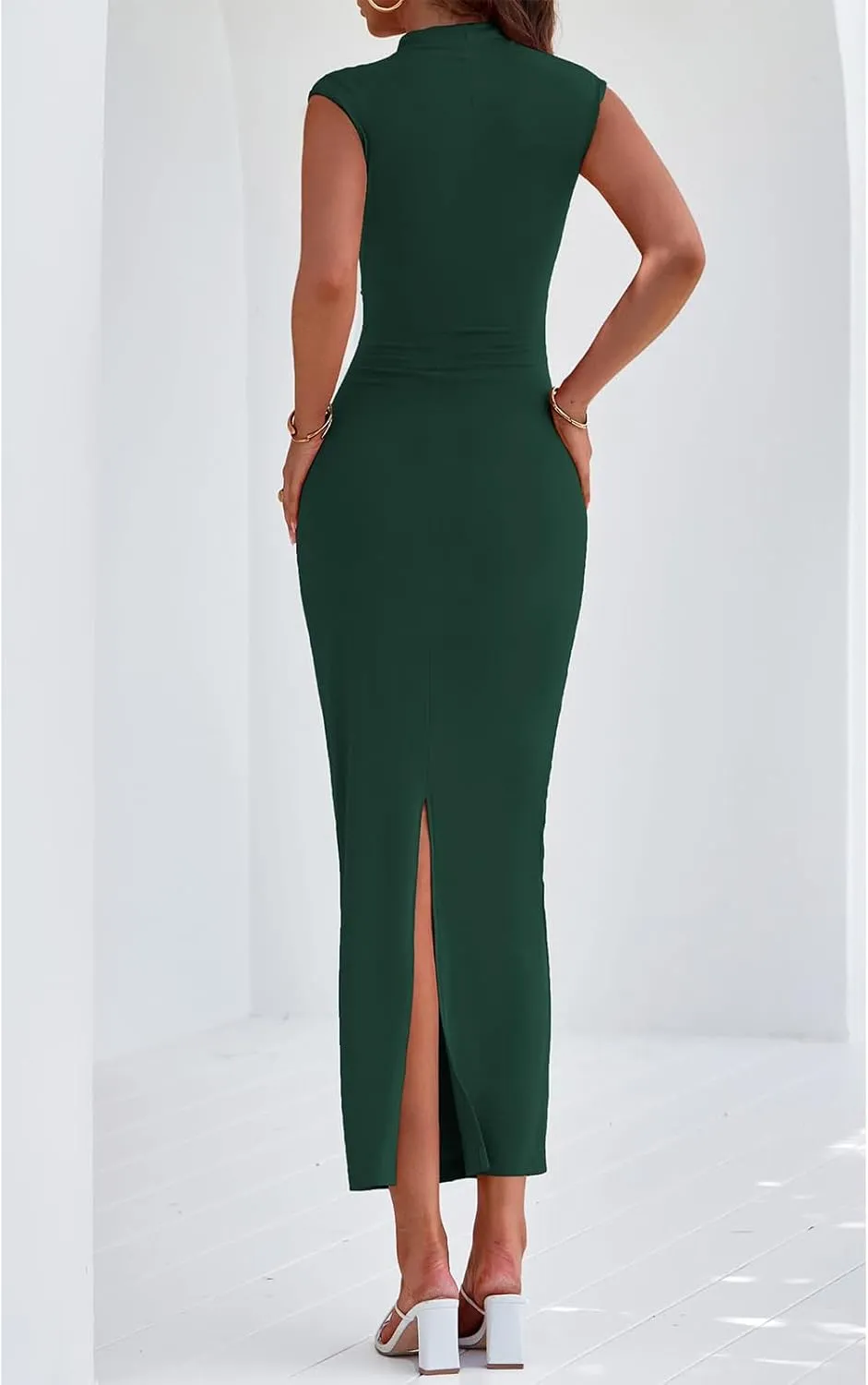 Wedding Guest Dress Casual Maxi Long Dress Crewneck Ruffle Waist Bodycon Summer Beach Vacation Sundress 2025