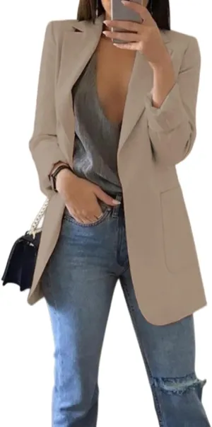 Women Business Casual Blazer Jacket Elegant Long Sleeve Oversized Lapel Blazers Work Professional Suit Jacket Clothes