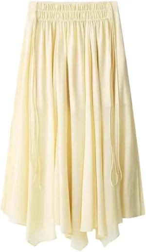 Women Pleated Long Skirt Ruffled Elegant Party Skirts 