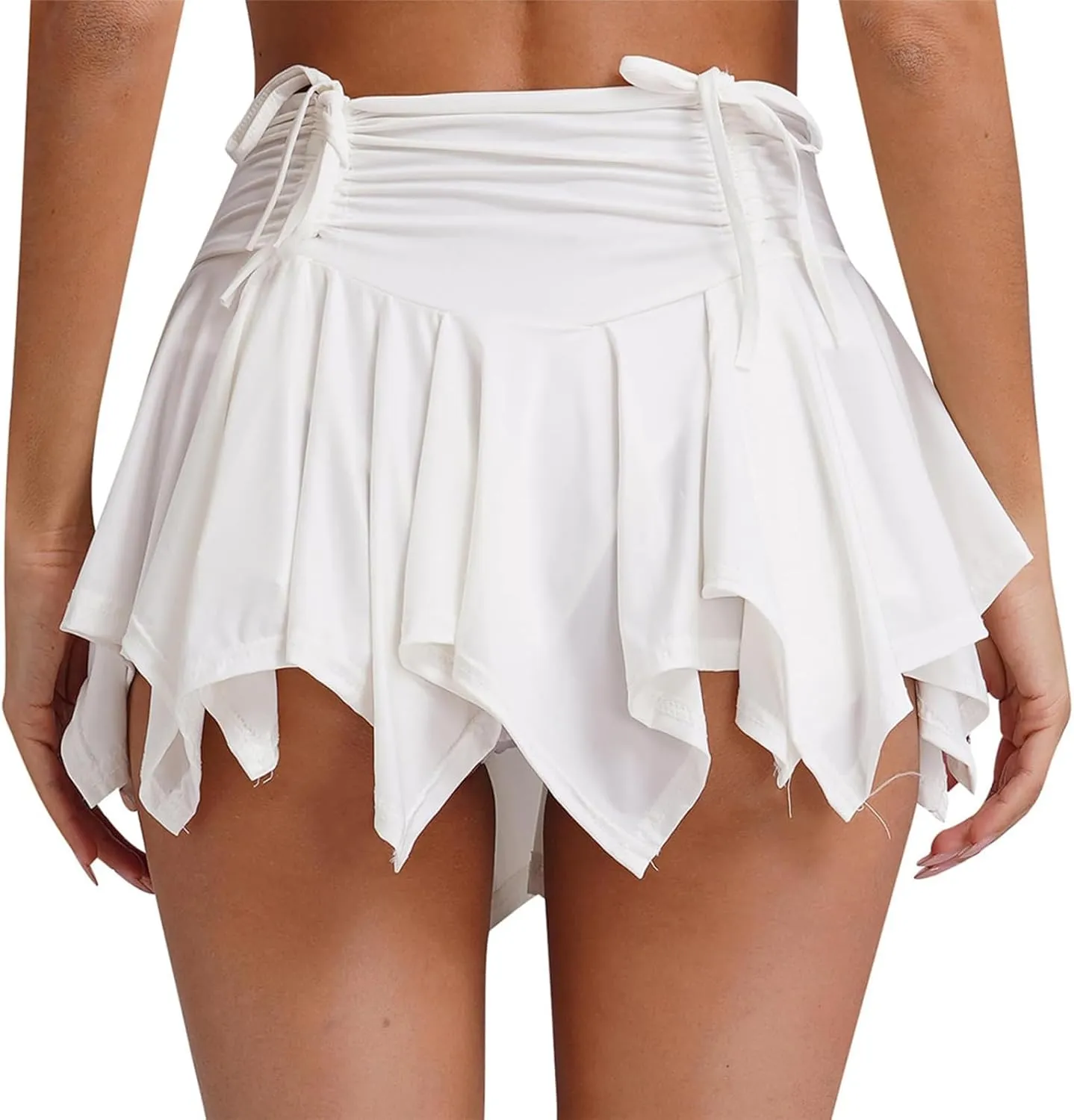 Women Y2K Ruffled Mini Skirts Low Waist Pleated Gothic Fairy Short Skirt Festival Flowy Lace A-line Mini Skirt Dress