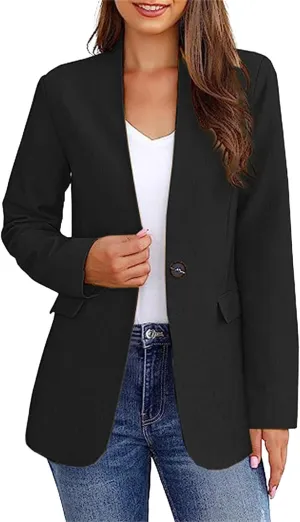 Women's Blazers Casual Lightweight Work Office Blazer Button Long Sleeve Blazers Open Front Cardigan Suit Jacket
