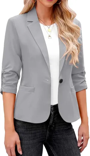 Womens Cardigans Dressy Casual Blazer Open Front Business Suit Jacket Long Sleeve Button Work Office Blazer Outwear