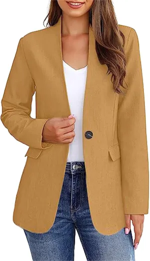 Womens Casual Blazer Jacket Business Casual Long Sleeve Open Front Work Office Suit Jackets Trendy Clothes Outwear
