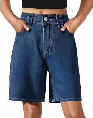 Womens Cowgirl Shorts High Cut Straight Leg Button Plain Denim Pants Loose Fall Summer Casual Shorts 2025 Trendy Y2K