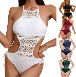 Womens High Cut One Piece Swimsuit Keyhole Tummy Control Bathing Suit Mesh Cutout Bathing Suits Sweety Retio Swimwear