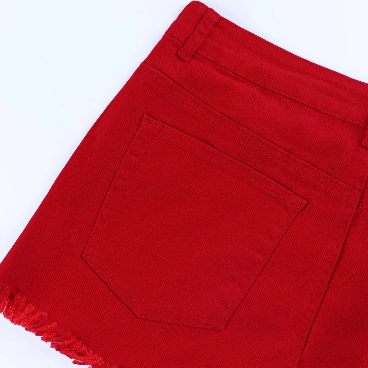 Womens Jean Shorts High Waist Stretch Hot Shorts Fringe Wash Jean Shorts Summer Cute Denim Shorts
