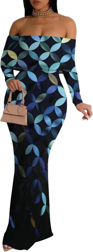 Women's Long Sleeve Evening Dress Sexy Bodycon Backless Strapless Wedding Party Cocktail Maxi Dress