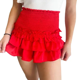 Women's Pleated Skater Skirt Smocked Elastic Waisted Mini Skirts Tiered Ruffles Flared Mini Lingerie Skirts