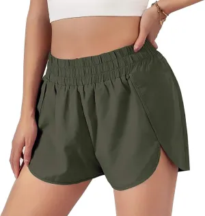Women's Quick-Dry Running Shorts - Workout Sport Layer Active Shorts with Pockets