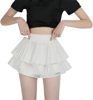 Women's Ruffled Mini Skirt High Waist White Pleated Skirt Summer Korean Style Skirt