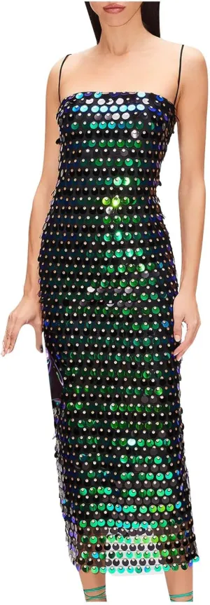 Womens Sequin Maxi Tulle Dresses Elegant Backless Bodycon Evening Gown Spaghetti Straps Sparkly Long Dress