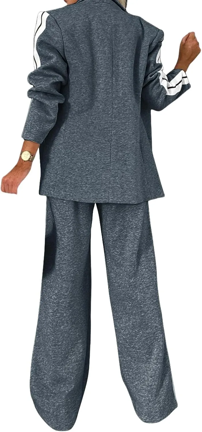 Womens Suits 2 Piece Set Oversized Jacket Wide Leg Pants Suits Casual Business Dressy Sets Professional Work Clothes