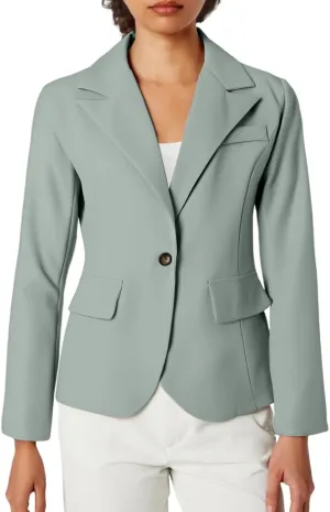 Women's Summer Blazer Button Long Sleeve Pocket Lapel Elegant Trendy Comfortable Soft Comfy Fashion Suit Jackets