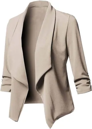 Women's Summer Blazer Lapel 3/4 Sleeve Dressy Casual Business Convenient Soft Comfy Stylish Suit Jackets
