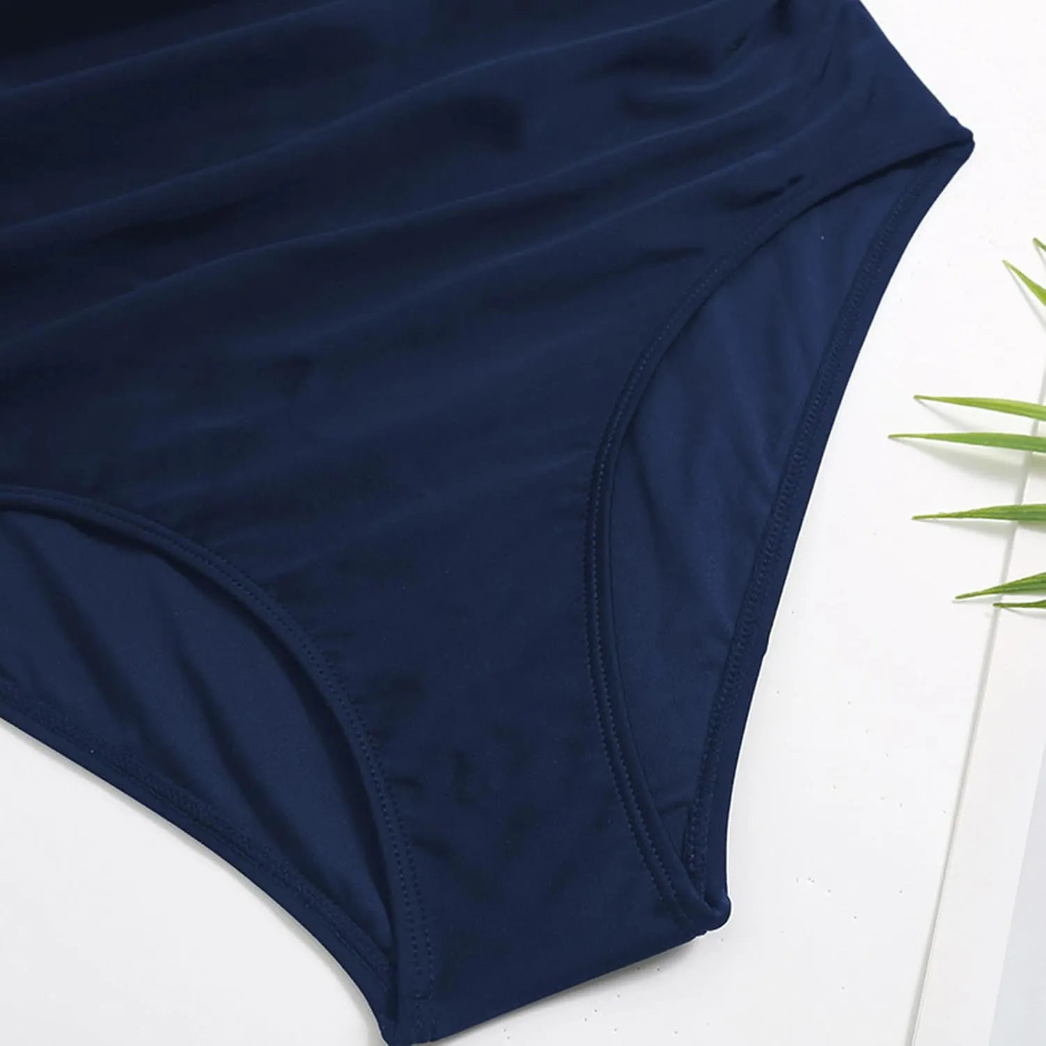 Women's Twist Front One Piece Swimsuit Cutout Ruched Tummy Control Swimwear High Cut Slimming Bathing Suits Swim Suit
