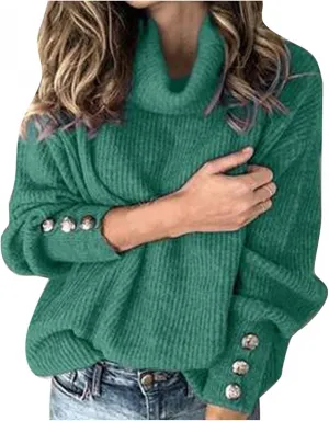 WUAI-Women Oversized Turtleneck Sweaters Cowl Neck Soft Cozy Warm Cable Knit Loose Casual Knit Pullover Fall Tops