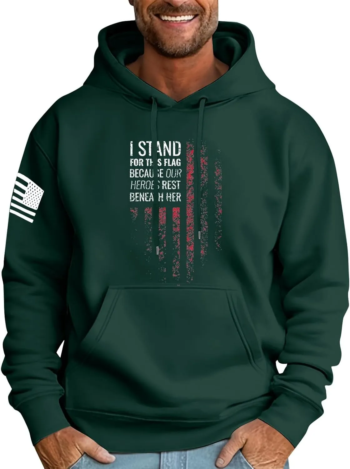 Yesunpxs Men's Pullover Hoodies Print Lightweight Long Sleeve Drawstring Hipster Casual Hooded Sweatshirts with Kanga Pockets
