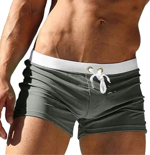 ZEFOTIM Mens Swim Shorts Drawstring Quick Dry Solid Color Trunk Beach Fun Swim Suit with Pockets