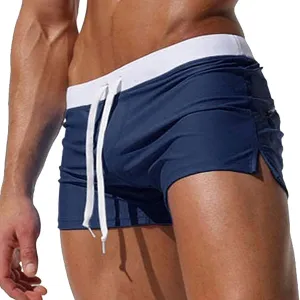 ZEFOTIM Mens Swim Shorts Drawstring Quick Dry Solid Color Trunk Beach Fun Swim Suit with Pockets