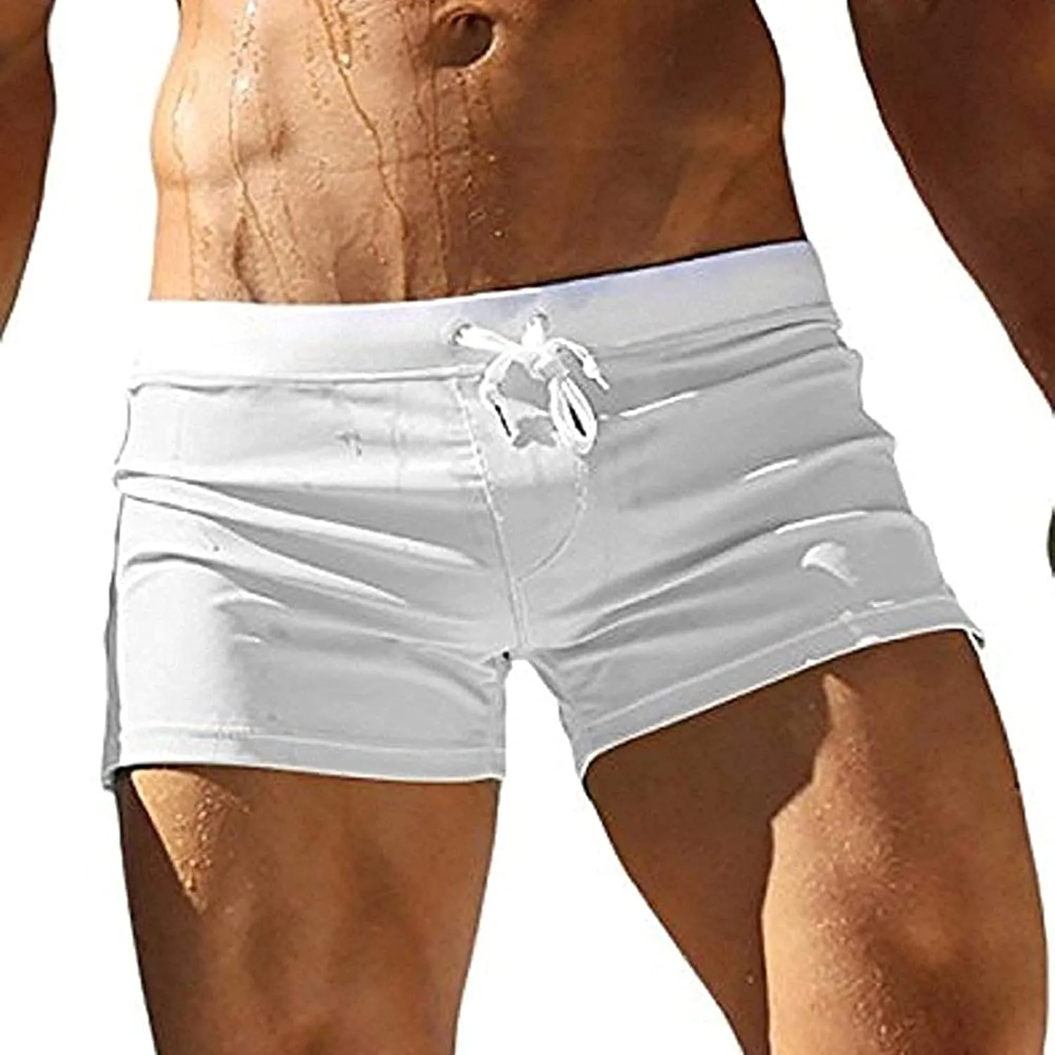 ZEFOTIM Mens Swim Shorts Drawstring Quick Dry Solid Color Trunk Beach Surf Swimwear with Pockets
