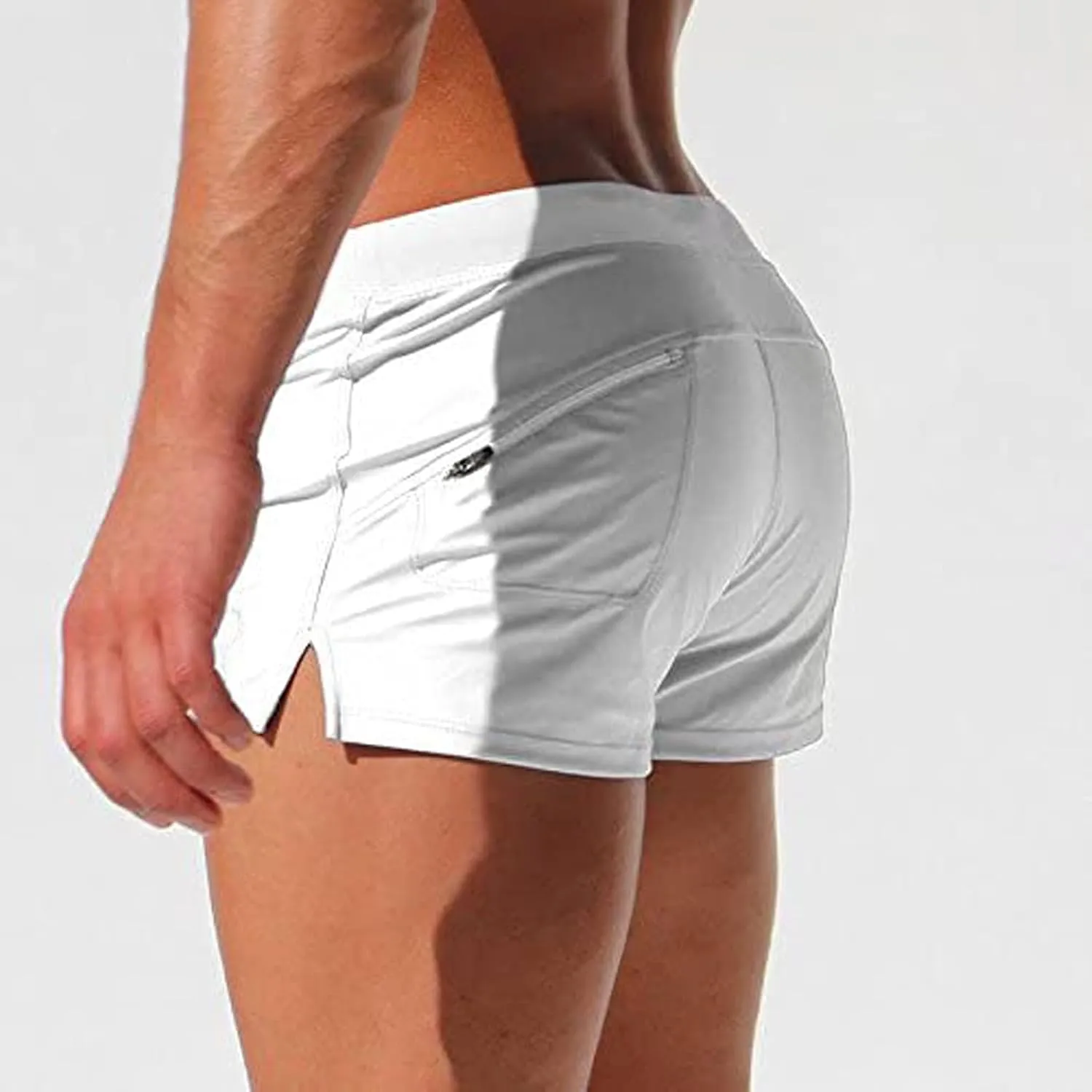ZEFOTIM Mens Swim Shorts Drawstring Quick Dry Solid Color Trunk Beach Surf Swimwear with Pockets
