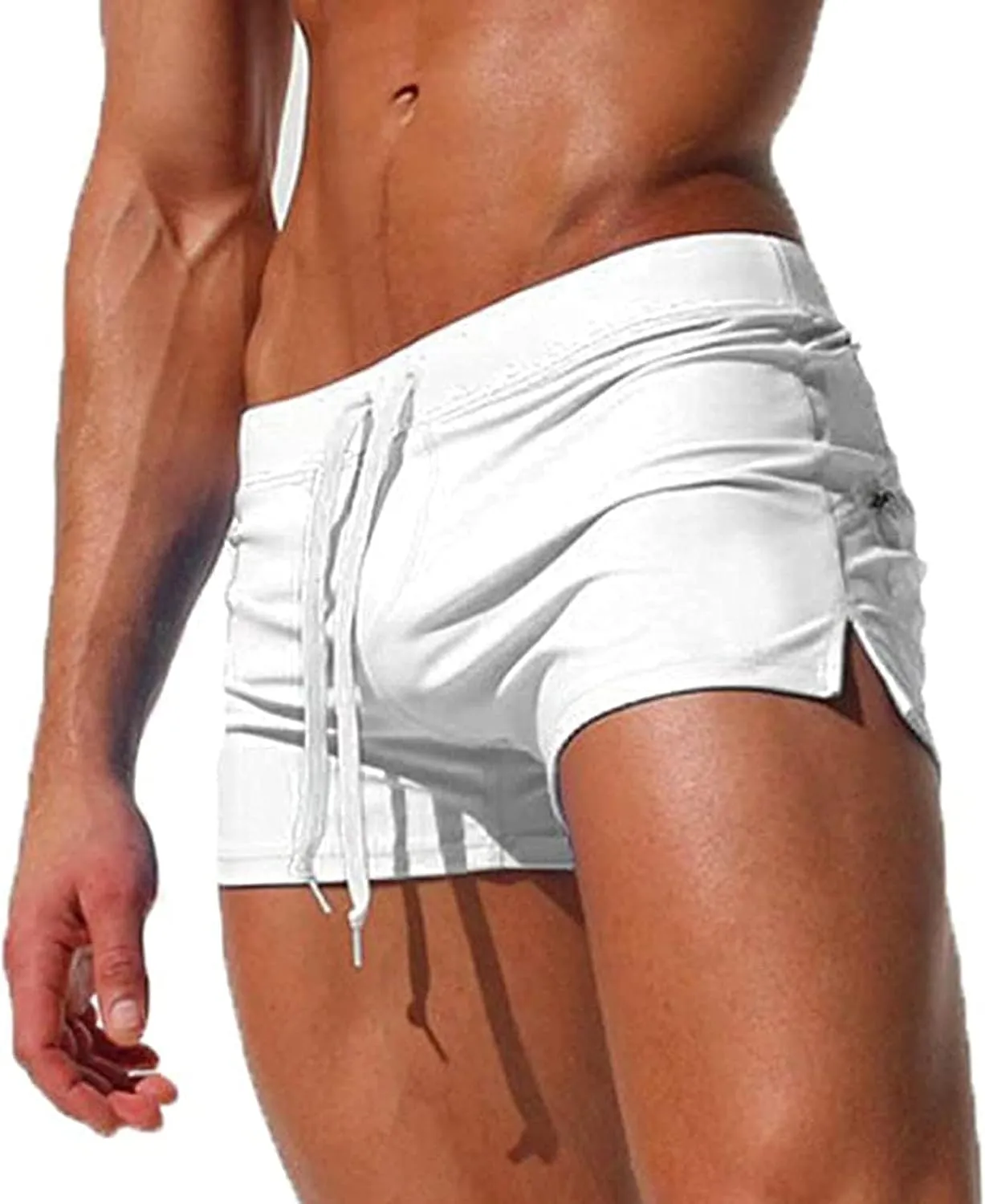 ZEFOTIM Mens Swim Shorts Drawstring Quick Dry Solid Color Trunk Beach Surf Swimwear with Pockets