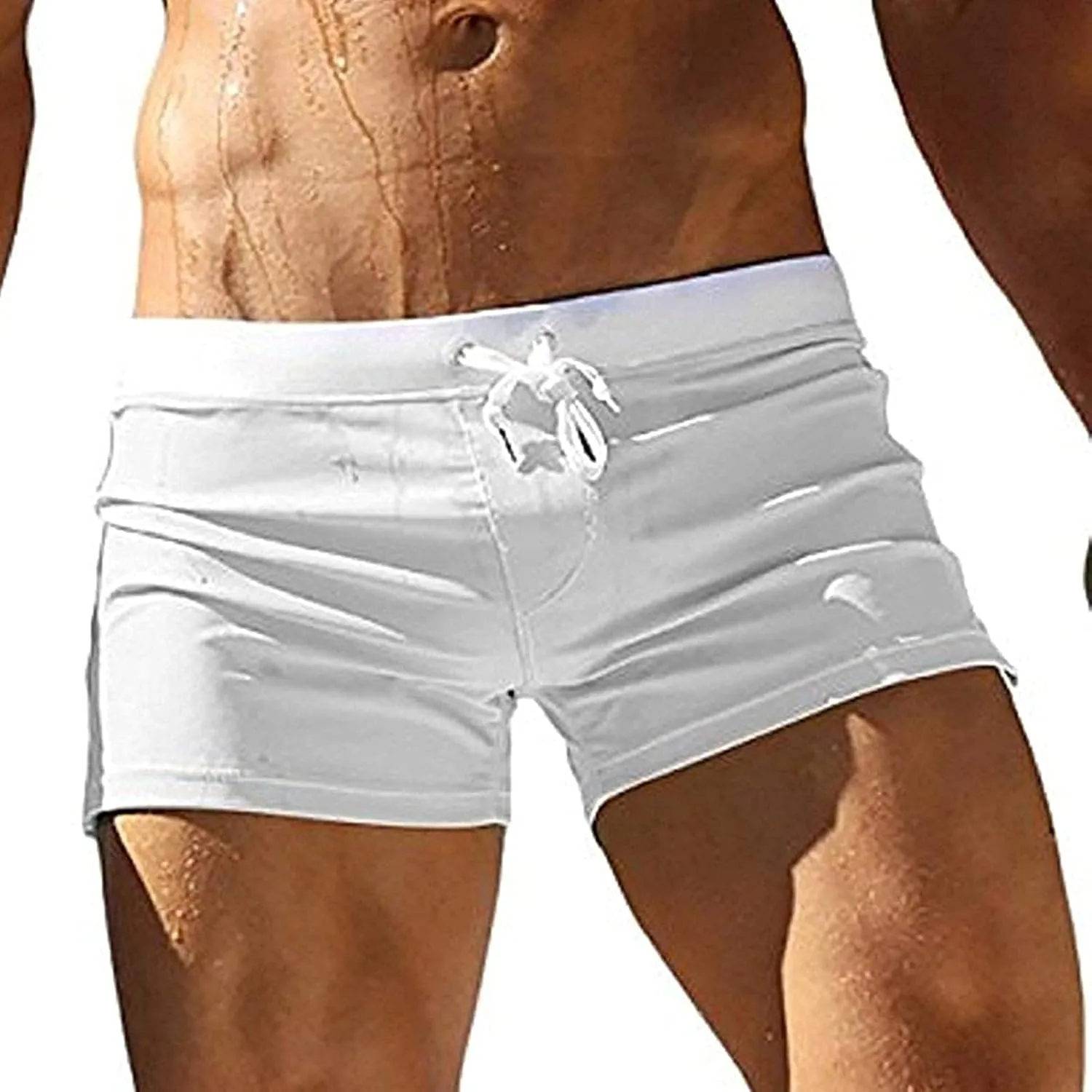 ZEFOTIM Mens Swim Shorts Drawstring Quick Dry Solid Color Trunk Beach Surf Swimwear with Pockets